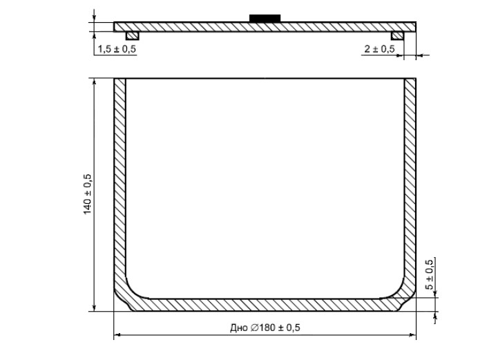 Испытательный сосуд для испытания варочной панели