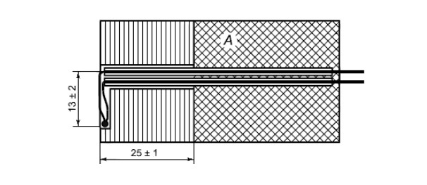 Расположение термоэлемента в стенке испытательного угла