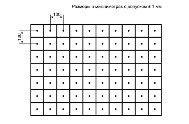 Вид сверху пола и стенок испытательного угла 